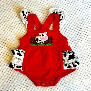 cowprint 3-6m onesie